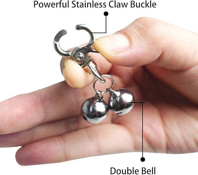 EXPAWLORER Cat Bell 2 Pack - Cat Collar Accessories Bells Loud with Claw Buckle, Pet Jingle Charm Ornament Training Pendant Jewelry, Tracker for Saving Birds, Neck Decoration for Dogs Kitten, Silver