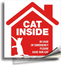 iSYFIX Cat Inside Alert Signs Stickers - 4 Pack 5x5 Inch - Premium Self-Adhesive Vinyl, Laminated for Ultimate UV, Weather, Scratch, Water and Fade Resistance, Indoor and Outdoor Red