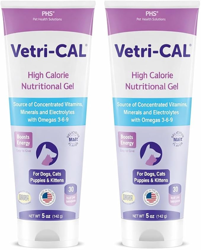 High Calorie Nutritional Gel for Dogs & Cats – Appetite Booster with Omega 3-6-9, Vitamins A-D-E-B – Recovery & Energy Support – Tasty Malt Flavor – 5 oz Tube (2 Pack)