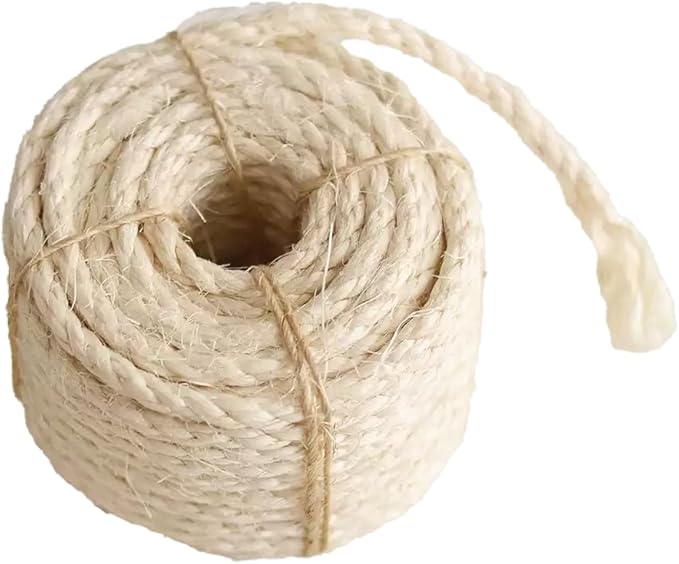 Natural Sisal Rope for Cat Scratcher Replacement, Durable Cat Tree Post Repair Cord for DIY Projects, Climbing Towers, Furniture Protection, Scratch Pad, Crafts, Garden, and Home Décor Use