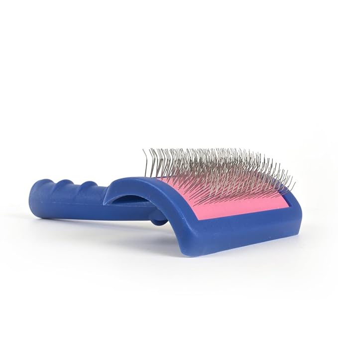 Show Tech Tuffer Than Tangles Slicker Brush for Dog Grooming with Long, Regular Pins, Medium Size, Perfect for Doodle Breeds, Angled Pins for Dematting, Remove Undercoat, Comfort Grip Handle