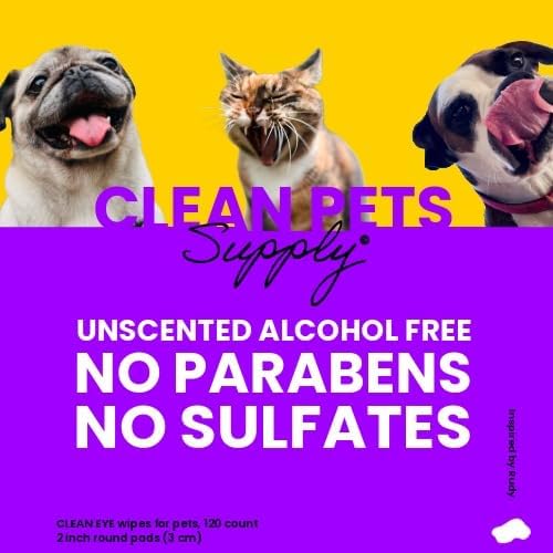 Eye Wipes for Pets Unscented, Gentle Eye Cleaning Wipes for Dogs and Cats