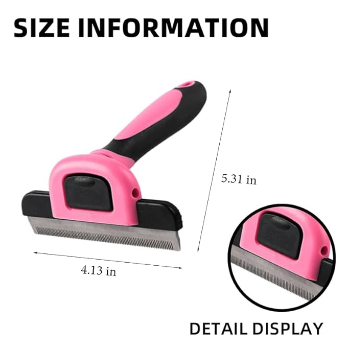 Pet Deshedding Tool for Dogs & Cats Reduces Shedding, Easy-Clean Detachable Comb Ideal for Short Medium Long Fur (pink)