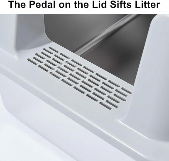 XL Stainless Steel Litter Box, Extra Large High Sided Metal Cat Litter Box with Lid and Scooper, Easy Clean, Non Stick & No Smell-24"x16"x12"