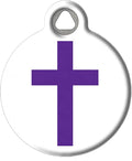 Dog Tag Art Christian Cross Religious Pet ID Tag for Dogs and Cats, Silent Polymer Coated Stainless Steel Nametag with Customized Identification Information - Small .875" Diameter