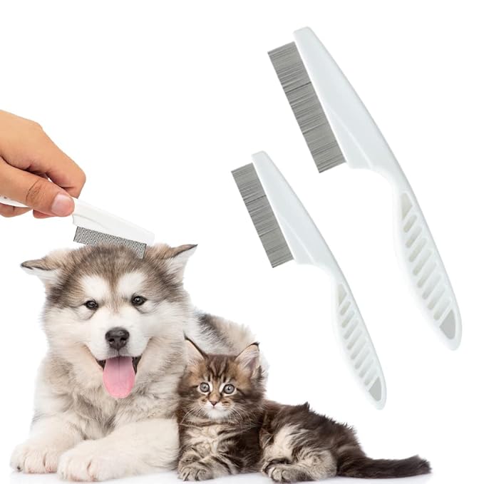 Multifunctional Pet Comb Tear Stain Removal Comb, 2024 New Pet Grooming Brush Fine-Tooth Stainless Grooming Kit for Small Dogs Puppies (White)