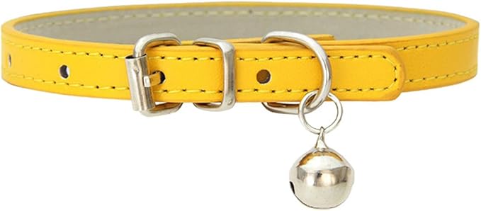Cat Collar with Bells Cute for Boy Cats, Girl Cats Leather Cat Collars Accessories for Pet Collars Adjustable for Cat (Golden)
