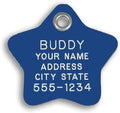 LuckyPet Plastic Pet ID Tags - Dog Personalized IDs - Durable Engraved Name Noiseless Tag - Suitable for Dogs and Cats - Outlasts Most Aluminum Tags - Large, Blue Star