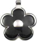 LuckyPet Flower Jewelry Pet ID Tag for Dogs and Cats, Easy to Read Personalized Engraving on Back Side, Small, Black
