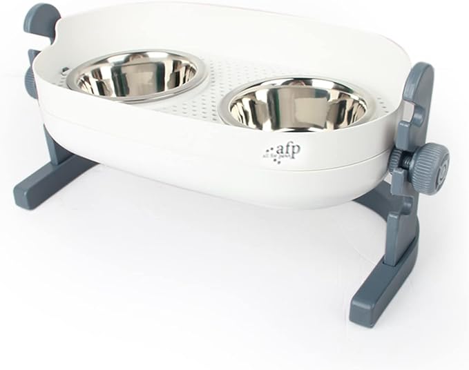 All for Paws Height Adjustable Cat Elevated Bowls Stainless Steel Dog Food Water Bowls, Height Adjustable Cat Feeder Mess Proof Pet Feeding Bowls for Small to Large Size Cats