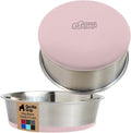 GORILLA GRIP Dog Bowls, Food Grade 304 Stainless Steel, Holds 4 Cups Each (32 fl oz) Food and Water Bowl for Feeding Dogs and Cats, Dishwasher Safe, Rust Resistant, BPA Free Rubber Base Set of 2 Pink