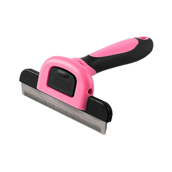 Pet Deshedding Tool for Dogs & Cats Reduces Shedding, Easy-Clean Detachable Comb Ideal for Short Medium Long Fur (pink)