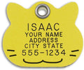 LuckyPet Plastic Pet ID Tags - Dog Personalized IDs - Durable Engraved Name Noiseless Tag - Suitable for Dogs and Cats - Outlasts Most Aluminum Tags - Large, Yellow Cat