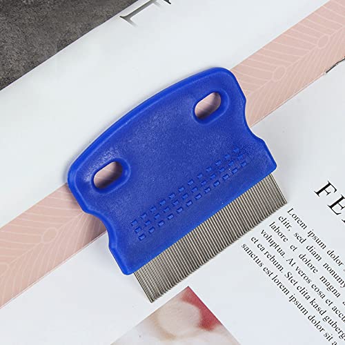 Patty Both Dog Cat Pet Lice &Flea & Nit Removal Comb/Brush, Precision Spaced Stainless Steel Teeth Locked into Sturdy Plastic Handle for Easy Cleaning(Blue)