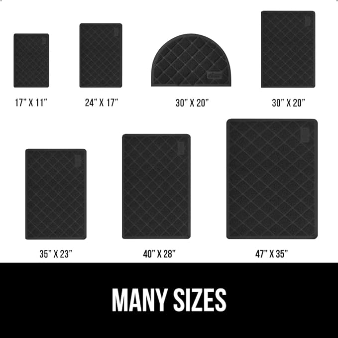 GORILLA GRIP Cat Litter Box Mat, 40x28, Water Resistant, US Designed Kitty Litter Trapping Mats, Easy to Clean, Scatter Control, Less Mess and Clean Floors, Kitten Supplies for Indoor Cats, Black