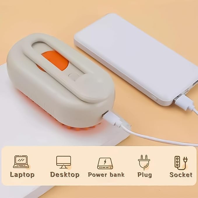 Steam Brush for Cat and Dog Shedding Orange Rechargeable Pet Grooming Brush Anti-Static Deshedding Tool with Massage & Cleaning Comb for Long Short Hair