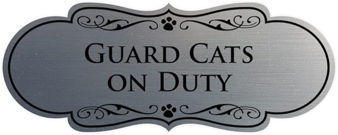 Designer Paws, Guard Cats on Duty (Brushed Silver) - Small