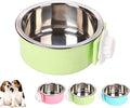 Love Dream Crate Dog Cat Bowls, Removable Stainless Steel Hanging Pet Cage Bowls for Kennel, Water Food Feeder Cage Coop Cup for Cats, Dogs, Rabbits and Small Animals (Large, Green)
