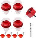 Chicken Feeder & Waterer Combo Kit – 8 Pack Total (4 Automatic Feeder Cups + 4 Waterer Dishes) for Buckets & Bins, No Waste Rainproof DIY System for Hens, Ducks & Other Poultry