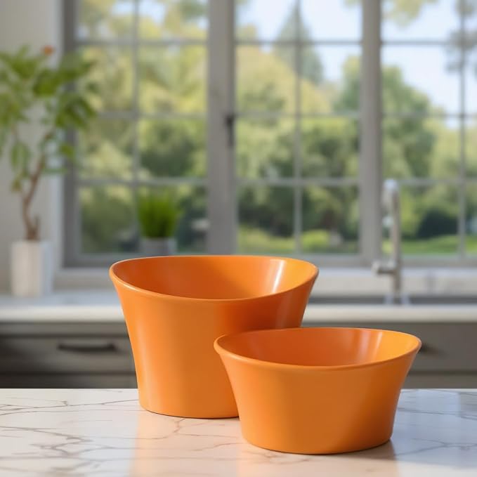 Elevated Cat Bowls for Water – Raised Bowl for Indoor Cats – Whisker Fatigue Shallow Cat Dishes – Vet-Recommended Height & Modern Pedestal Design – Non-Slip & Dishwasher-Safe – 8 oz, Orange
