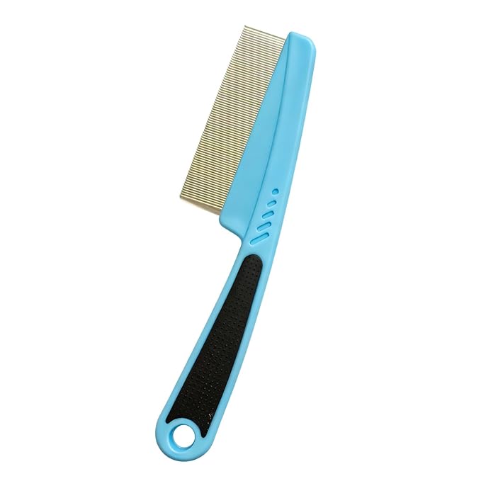 KEAIYYJ- Flea Comb for Cats Dogs Pet Tick Brush Fine Tooth (Black/Blue)