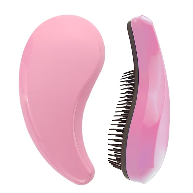 Comma-Shaped Small Dog Brush, Fit for Yorkie, Shih Tzu, Maltese Maltipoo Pomeranian - Gentle Soft Bristles for Effortless Pet Hair Removal, Puppy Essentials (Pink)