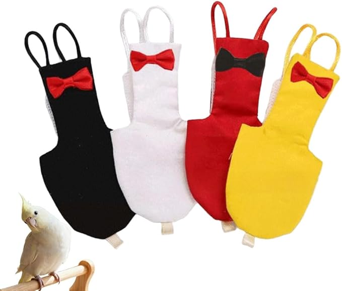 4pcs Bird Diaper Parrot Flight Suit Solid Color Parrot Nappy Reusable Pigeon Pants Cockatiel Clothes for Parakeet Mini Macaw Budgie Canary for Indoor Outdoor - S