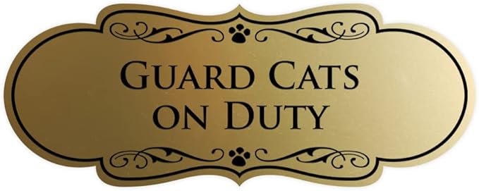 Designer Paws, Guard Cats on Duty (Brushed Gold) - Medium