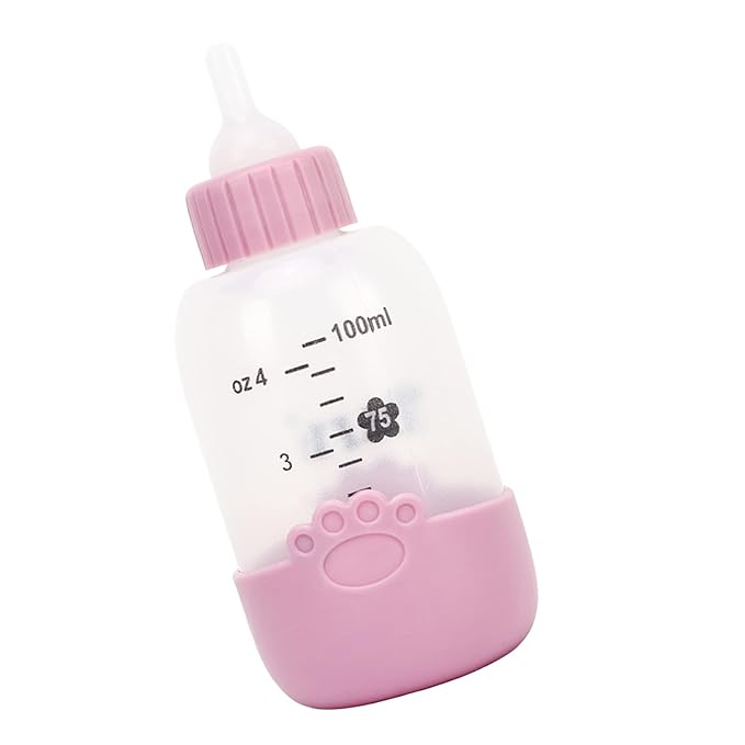 Portable Silicone Pet Nursing Bottle - 3pcs Nipples, Ideal for Newborn Kittens, Puppies, Hamsters, Rabbits (Pink)