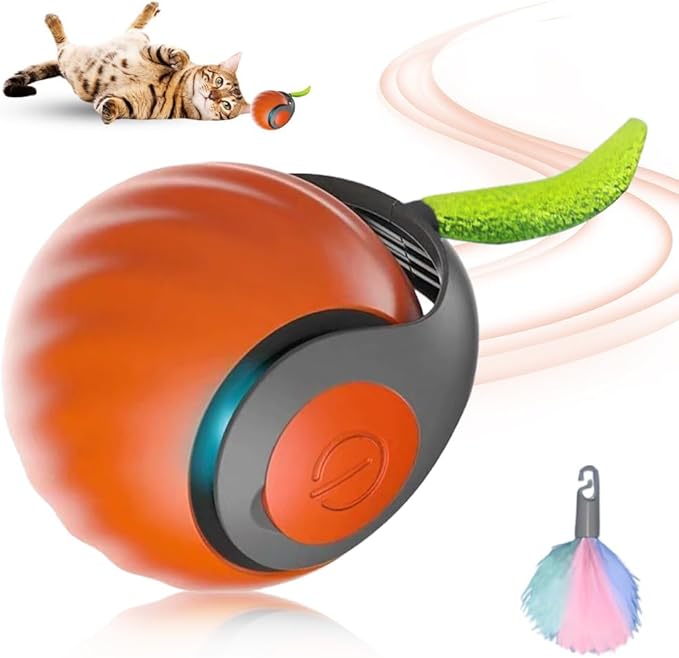 Upgrade Speedy 3.0 Tail Cat Toy, 2026 New Speedy Tail Interactive Cat Toy for Indoor Cats, USB Rechargeable Automatic Moving Smart Cat Toys Ball with Tail Two Speed Adjustment (Orange, 1PC)