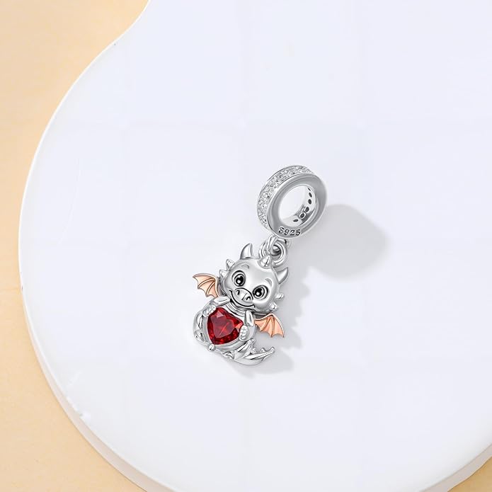 SIMONLY Animal Charms for Bracelets 925 Sterling Silver Highland Cow/Axolotl/Dragon/Dog/Cat Charms Animal Beads for Jewelry Making for Women Christmas Mothers Day Gifts