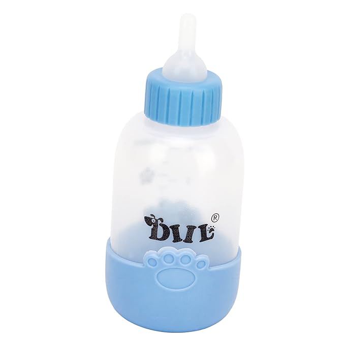 CHICIRIS Pet Nursing Bottle, Portable Paw Pattern Silicone Pet Milk Bottle with 3 Pcs Nipples, Cat Feeding Bottle for Newborn Kittens Hamster Puppies Rabbits (Blue)