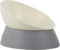 Bulldog Bowl Anti-Slip Dog Cat Dish Detachable Rubber Dog Bowl Pet Sterile Tilted Pet Feeder Slope Base (Grey-2 Cup)