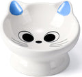 Raised Cat Food Bowl Ceramic 15° Tilted Cat Food Bowls Protect Cat's Spine Anti Vomiting Backflow Prevention Bowls for Adult Cats, Kitten, and Small Dogs, Blue