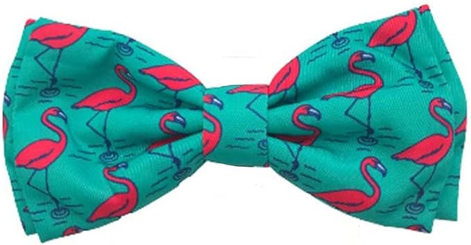 Huxley & Kent Pet Bow Tie for Dogs & Cats - Adjustable Hook & Loop Collar Accessory - Cute & Comfortable for Holidays & Celebrations - Flamingo, Large