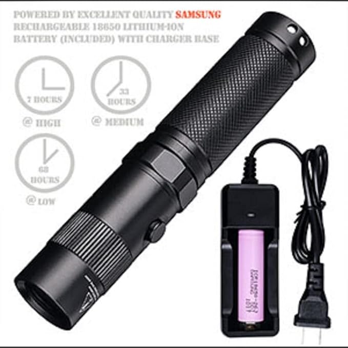 LIGHTFE Black Light Flashlight UV302 UV Flashlight 395nm Max.3000mW High Power for UV Glue Curing, Rocks and Mineral Glowing, Pet Urine Detector, AC Leak Detector