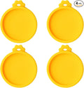 PINE & LINEN 4 Pcs 2.5inch Durable Pet Can Lids, Silicone Small Pet Can Covers Waterproof Cat Food Cans Lids for 3 oz Cat Food Cans（Yellow）
