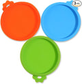 EupHHonycs 3 Pack Cat Food Lids for Cans Silicone Cat Food Can Lids Pet Foods Universal Cats Foods Cover Lid for 3 oz Cats Wet Cans Pet Storage(Blue+Green+Orange)