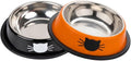 2 Pack Printed Stainless Steel Cat Bowls – 8.1 fl oz Anti-Skid Food & Water Cat Feeding Bowls|Cat Dish for Food and Water Bowl|Cat Feeding Bowl for Kitten (Black & Orange)