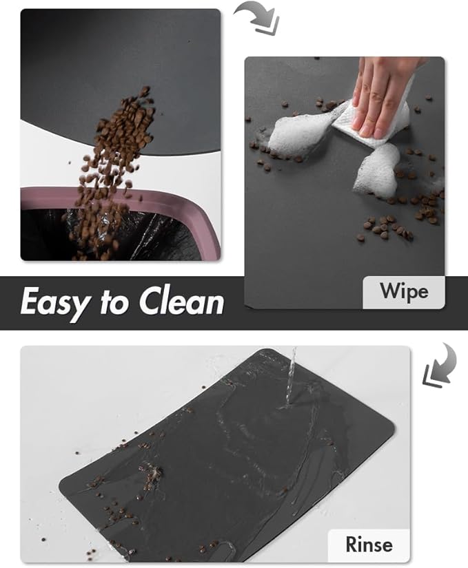 MontVoo-Absorbent Pet Feeding Mat-No Stains Pet Mat for Food and Water Bowl-Quick Dry Cat & Dog Food Mat Water Dispenser Mat-Pet Supplies Mat-Dog Water Bowl Mat for Messy Drinker,（Darkgrey,16"x24"）