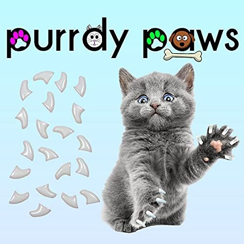 6 Month Supply Soft Nail Caps for Cats Pearl Kitten - Extra Adhesives