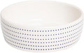 Pearhead Ceramic Cat Bowl for Food and Water, Whisker Fatigue Shallow Wide Cat Food Bowl, Heavyweight Non Slip Non Tip Pet Dish, Modern White Cat Bowl with Blue Dot Design