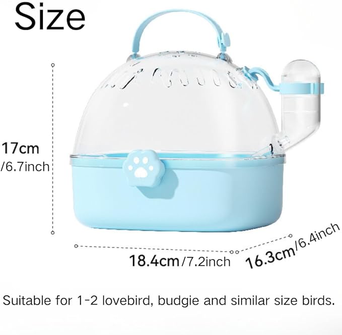 Bird Carrier Cage with Water Bottle, Portable Parrot Travel Carrier Carry Case 7.2" L*6.4 W *6.7” H for Small Pets, Lovebird, Budgie, Parakeet, Gerbils, Mice, Dwarf Hamster, Small Animal (Green)