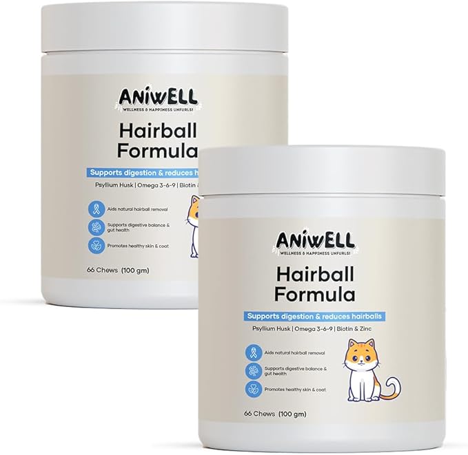 Hairball Formula – Hairball Management for Cats | with Omega-3s, Biotin & Sunflower Lecithin | Supports Digestive & Coat Health (Pack of 2)