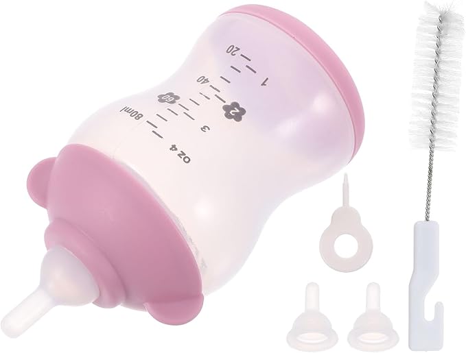 TEHAUX Pet Nursing Bottle Set 2.7Oz with Measurement Scale Small Puppy Kitten Feeding Bottle Reusable Pp Silicone for Newborn Pets Rabbits