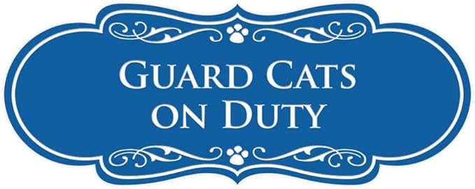 Designer Paws, Guard Cats on Duty (Blue) - Large