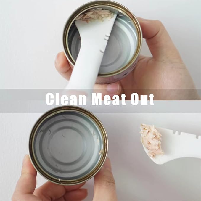 Meow&Woof Cute Cat Pet Can Food Cover with Spoon - One Lid and One Spoon Pack (White&Pink)