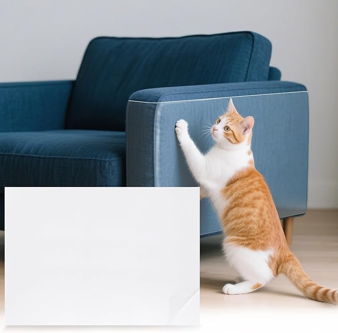 uxcell Anti Scratch Furniture Protector, 12 Sheets 17" x 12" Single-Sided Sticky Couch Protector from Cat Claws, Clear Protectors from Cats Scratching for Sofa Corners, Walls, Doors