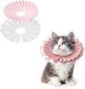2 Pieces Soft Cat Cone Collar– Adjustable Lightweight Recovery E-Collar to Stop Licking, Scratching & Biting After Surgery, Comfortable Wound Healing Cone Alternative (Pink, S)