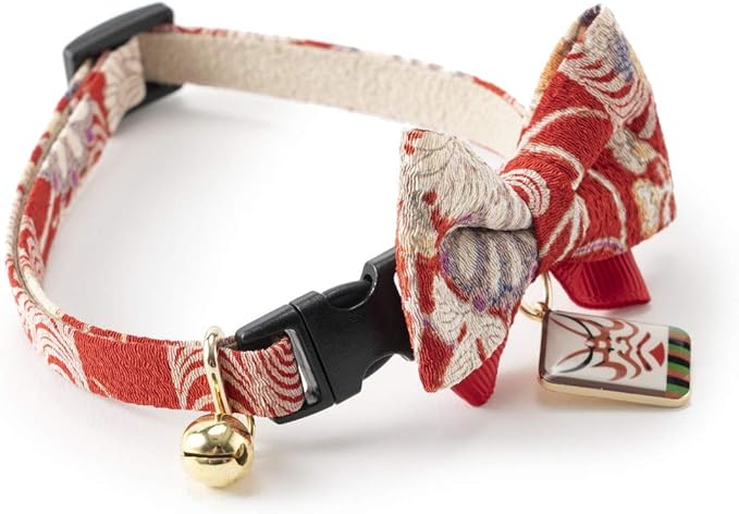 Necoichi Kabuki Charm Bow Tie Cat Collar (Red)